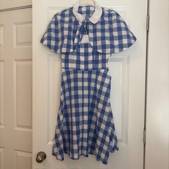 ModCloth Bea and Dot 1950s Vintage Style Gingham A-line Dress with Capelet - Picture 2 of 6